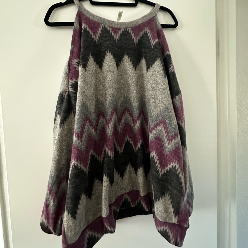 Cute Aztec Cold Shoulder Top